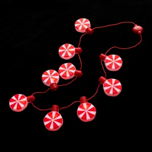 Christmas LED peppermint candy necklace for party glowing decorative lights string gift.