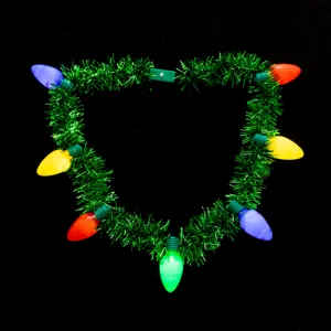 Weihnachten leuchtende Lametta Halskette mit bunten Glühbirnen für Party Feiertag Verkleidung Zubehör