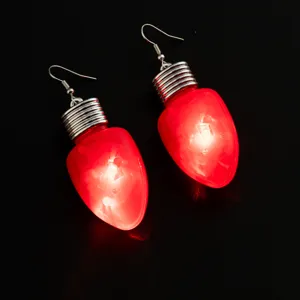 Weihnachten leuchtende rote Glühbirne Ohrringe festlich glühend hängender Schmuck Ohrringe