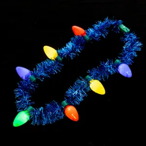 Weihnachten leuchtende Lametta Girlande Halskette Detail, bunte LED Glühbirne Party Zubehör