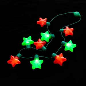 Weihnachten leuchtende Halskette mit 9 LED Stern Lichterkette für Party Dekoration Detail