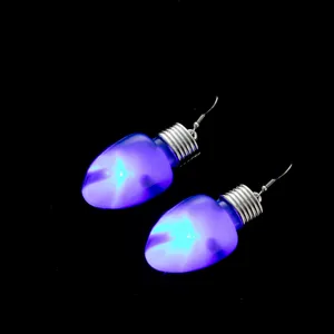 Blaue Weihnachtsbirnen Ohrringe Anhänger, leuchtende Glühbirnen Ohrhänger für Party.