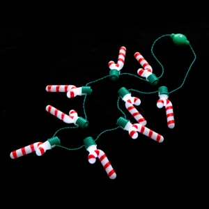 Collana luminosa di bastoncino di zucchero natalizio 9 luci LED festa decorazione appendere