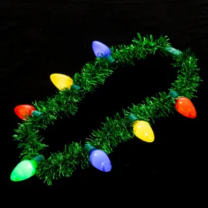 Weihnachten leuchtende Lametta Girlande Halskette LED bunte Birne Party Accessoire