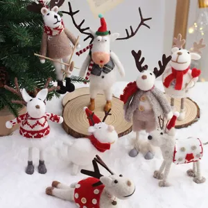 Set di statuine renna di Natale in feltro decorazione da tavola festiva carina per la casa