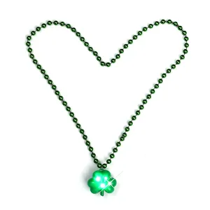 St. Patrick's Day LED light-up green shamrock bead necklace party glowing necklace
