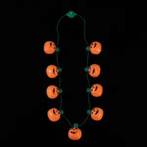 Halloween LED leuchtende Kürbis Halskette mit 9 LED Lichterkette für Party Dekoration
