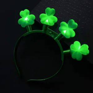 St. Patricks Tag LED Kleeblatt Haarreif gruen leuchtender Haarschmuck fuer Party.