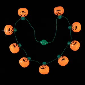 Halloween Kürbis LED Aufleuchten Halskette Kunststoff Kreative Glühen Hängende Dekoration Für Festival Kostüm Party Requisiten