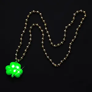 St. Patrick's Day LED glowing clover necklace shamrock bead party jewelry accessory