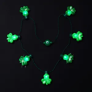 collier lumineux LED vert trèfle Saint Patrick fête festival accessoire décoration jouet
