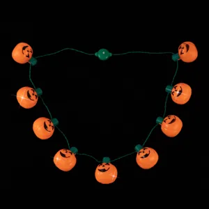 Halloween Kürbis LED Lichterkette Detailansicht, leuchtende Party Festival Deko Halskette