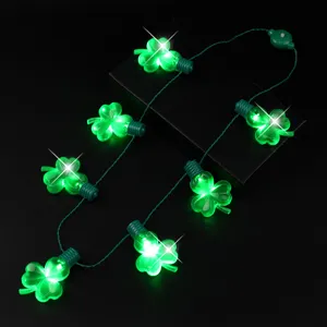Grüne LED Kleeblatt Halskette leuchtet St Patricks Tag leuchtendes Party Accessoire neu