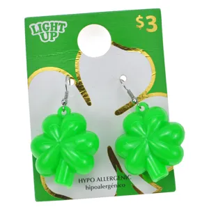 Boucles d'oreilles trèfle lumineuses vertes accessoire de bijoux fantaisie de fête