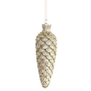 Magnifique pomme de pin pailletée dorée suspension pour sapin de Noël décoration festive