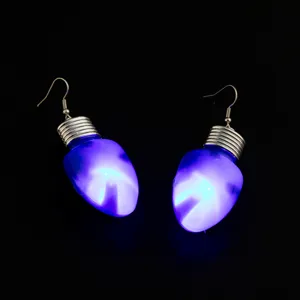 Weihnachten leuchtende Glühbirnen Ohrringe Party Mode blau beleuchteter Schmuck Geschenk