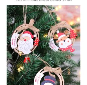 Ornamenti sospesi in legno per albero di Natale, simpatico ciondolo Babbo Natale.