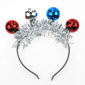 LED Glowing Disco Ball Headband With Bells Independence Day Party Decoration Light Up Hair Hoop Festive Accessories