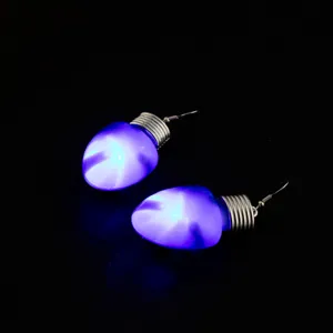 Leuchtende Weihnachtsglühbirne Ohrringe blau leuchtender Anhänger Modeschmuck Partyzubehör.