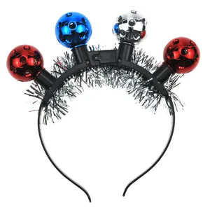 LED light up disco ball headband with tinsel for party celebration and festival events.
