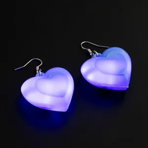 Orecchini a pendente cuore LED luminosi moda gioielli da festa luce blu accessorio