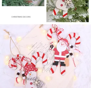 Set di ornamenti natalizi in legno, decorazione rustica con pupazzo di neve e Babbo.