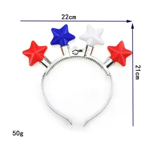 LED Stern Haarreif rot weiß blau Urlaubs Haarspange 22x21cm leuchtender Haarreif Party