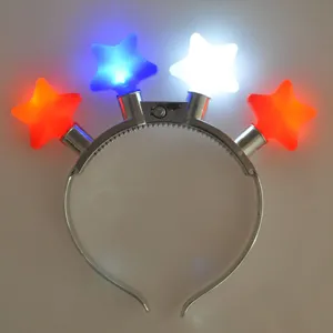 LED leuchtend Stern Haarreif patriotisch rot weiss blau Haarschmuck fuer Party Feier