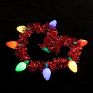 Weihnachts leuchtende Lametta Halskette mit bunten Glühbirnen für Party Feiertag Kostüm.