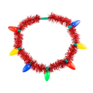 Weihnachten leuchtende Lametta Halskette mit bunten Glühbirnen Party Fest Deko Accessoire