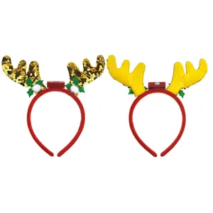 Serre-tete de renne de Noel avec paillettes LED brillantes decoration de fete noel
