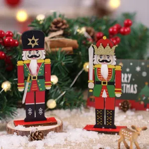 Decorazioni Natalizie in Legno Ornamenti Schiaccianoci Babbo Natale Ciondoli a Fiocco di Neve Scena Albero di Natale Oggetti di Scena Festa