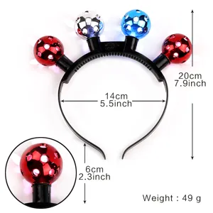 LED light up disco ball headband hair hoop party hair accessories flashing glowing 1pc