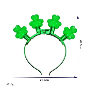 St. Patricks Tag LED leuchtendes Kleeblatt Haarreifen gruen schmuck Party Accessoire.