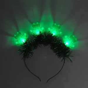 St. Patrick's Day LED Shamrock Headband Tinsel Light Up Hair Hoop Party Decorate