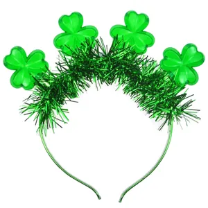 Serre-tête lumineux trèfle vert Saint-Patrick, accessoire de fête festif guirlande scintillante.