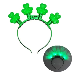 LED St Patrick's Day Haarband Leuchtendes Kleeblatt Kopfschmuck Grün Leuchtend Stirnband Für Festival Party Feier Zubehör