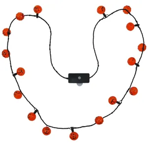 Halloween LED Light Up Necklace With Pumpkin Skull Beads Glowing Party Favor Decoration Plastic Resin Jewelry For Unisex Party