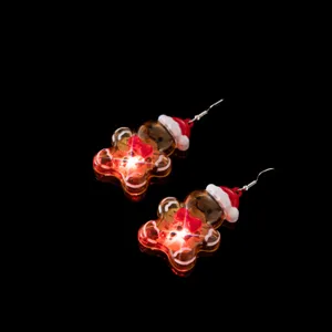 Boucles d'oreilles lumineuses LED bonhomme de pain d'epices de Noel mode bijoux fete.