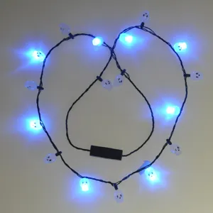 Halloween LED glowing skull string lights party decorative battery operated spooky props lamp