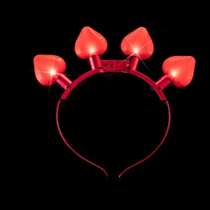 Serre-tête cœur LED pour la Saint-Valentin avec six fonctions de clignotement et design.