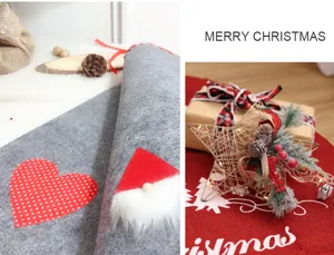 Détail de jupe de sapin de noël feutre gris tissu décoration de fête ornement accessoire