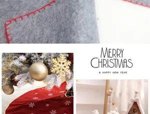 Jupe de sapin de Noel en velours rouge feutre gris decoration de fete accessoires deco