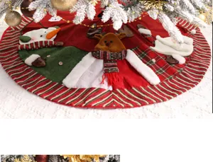 Jupe de sapin de Noel festive peluche bonhomme de neige renne decoration de maison fete