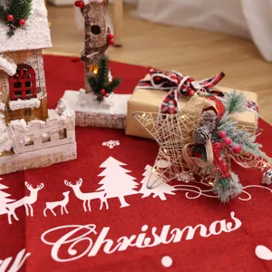 Jupe de Sapin de Noël Décoration Tissu Fausse Fourrure Motif Flocon de Neige Élan Pour Maison Magasin Aménagement Fête