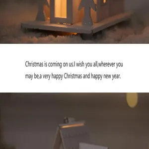 Weihnachten leuchtende Holzhaus Dekoration warme Feiertag Deko Partyzubehör beleuchtet