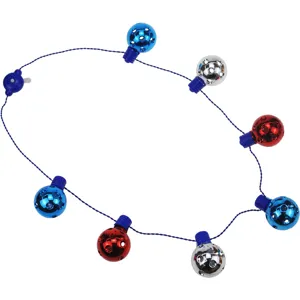 Collier Lumineux 7 LED Boule Disco Rouge Blanc Bleu Fete Patriotique Accessoire Super