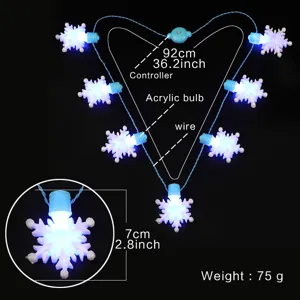 Weihnachten LED Schneeflocke leuchtende Halskette Party Feiertag Deko Licht Lichterkette 92cm