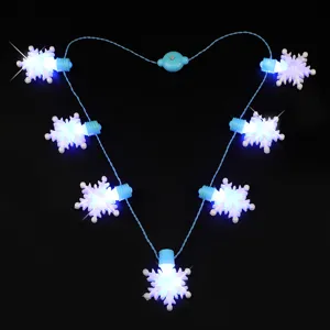 LED Weihnachts-Schneeflocken leuchtende Halskette Party Feiertag Deko leuchtender Schmuck.