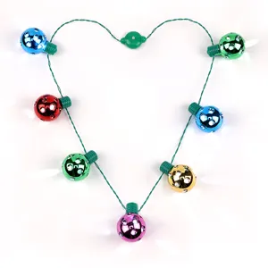 LED Light Up Christmas Necklace 7 Bulb Flashing Holiday Party Glow Necklace Festive Decor